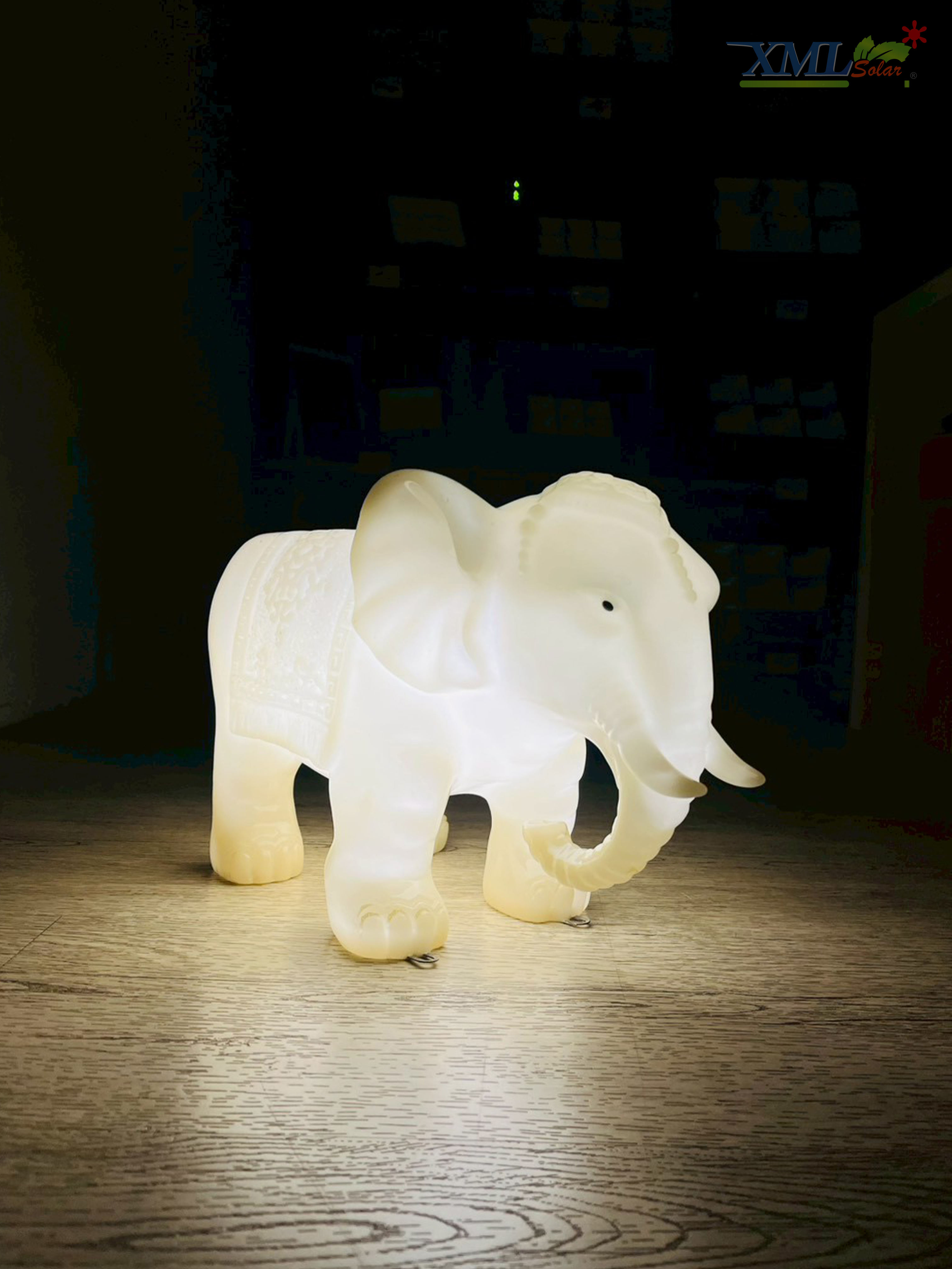 ไฟตุ๊กตาโซล่าเซลล์ ประดับสวน รูปช้าง รุ่น JD-DX88 (เปิดได้ 2 แสง)