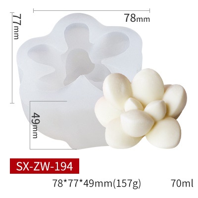 โมล(Mold) แม่พิมพ์ซิลิโคน ทำวุ้น ขนม สบู่ งานDiy รูปSucculent (SX-ZW-194)
