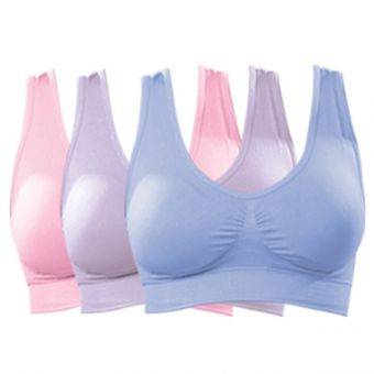 สปอร์ตบราสวมสบาย เก็บกระชับหน้าอกและเนื้อด้านข้างได้ดี ใส่สบาย มีฟองน้ำเสริม 1 แพคมี 3 ตัว S,M,L,XL,XXL โปรโมชั่น แพคละ 590 รับ 2 แพค 1000 ส่งฟรี