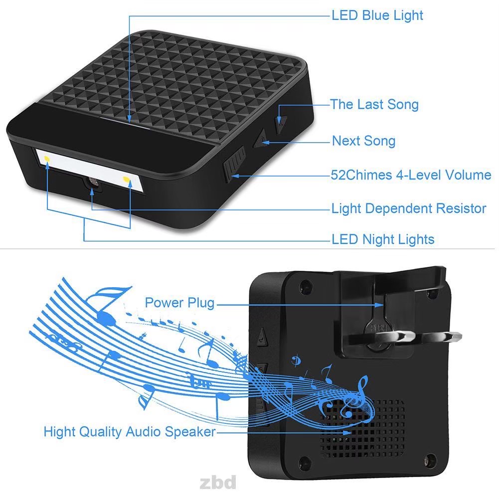 กริ่งโซล่าเซลล์ อเนกประสงค์ สีดำ (Solar Doorbell)