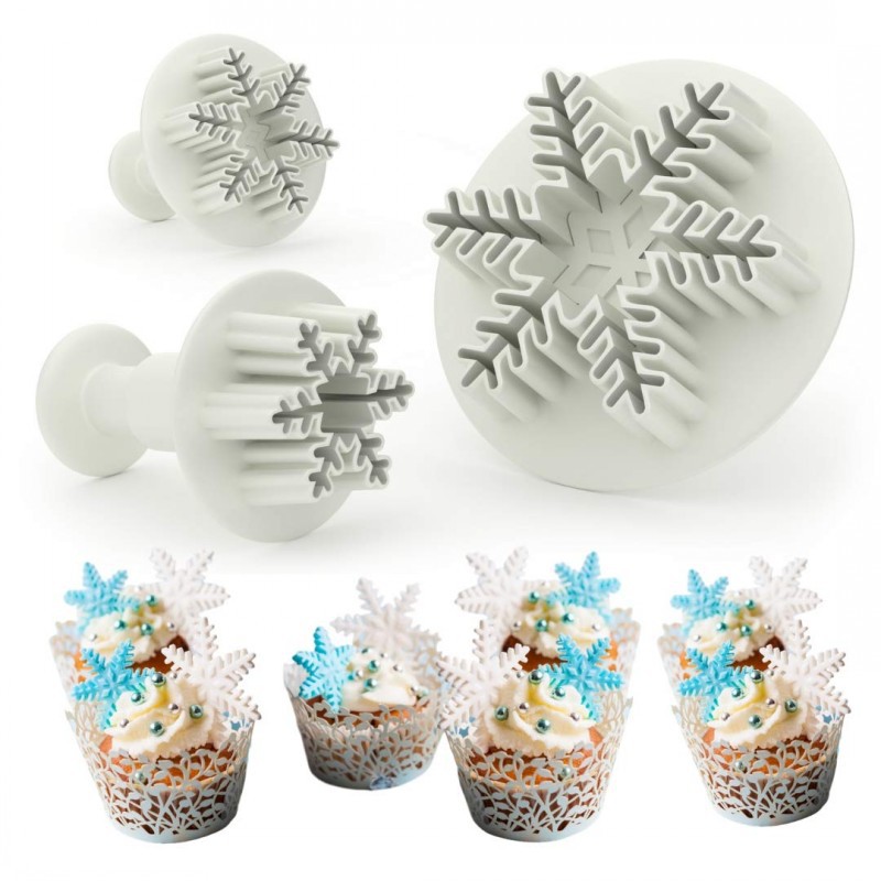 ที่พิมพ์ลายฟองดองท์ พิมพ์กดคุกกี้ Snow flake 3 ชิ้น/เซต