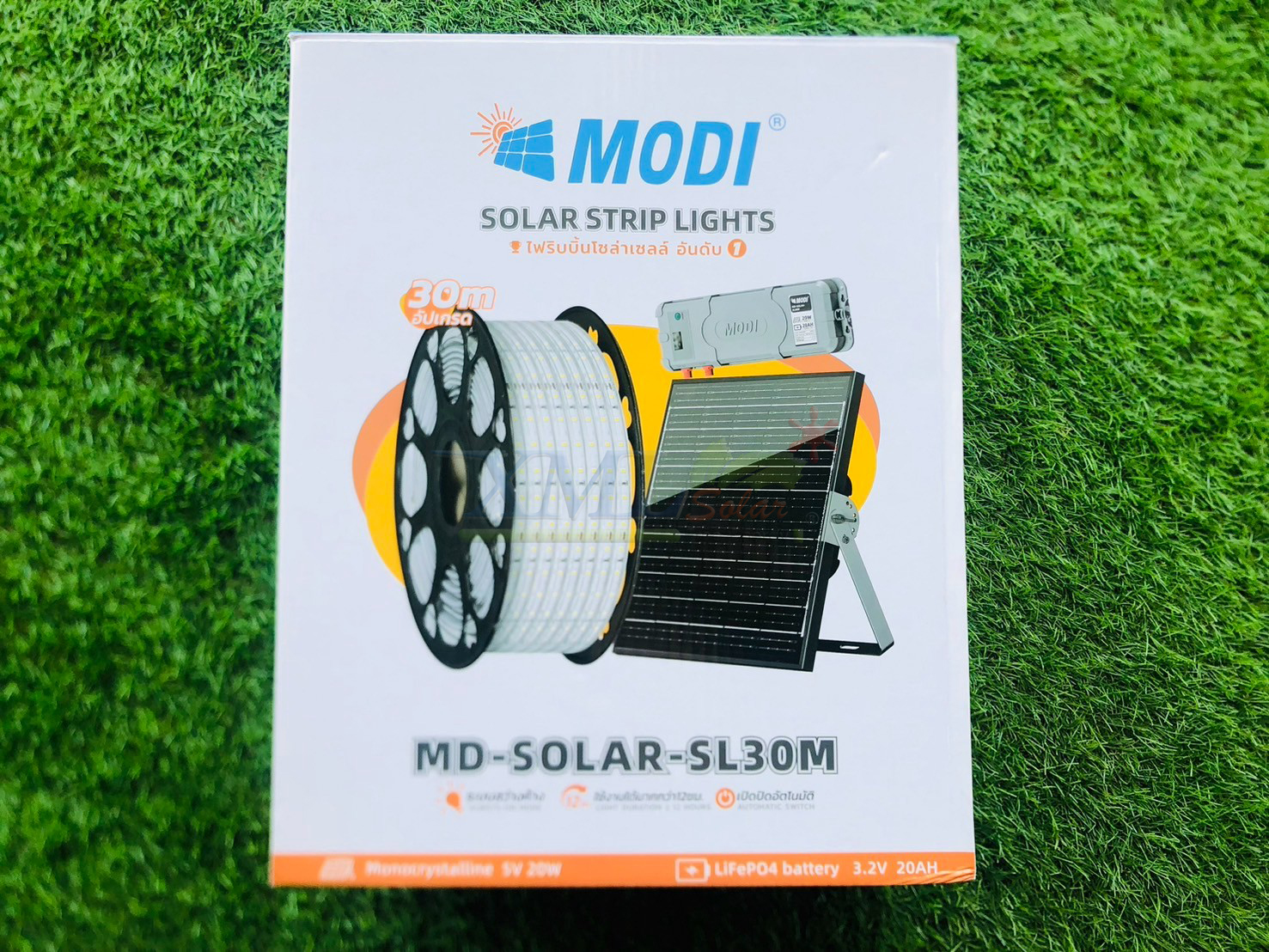 ไฟเส้นโซล่าเซลล์ รุ่น MD-SOLAR-SL10M / 20M / 30M / 50M (แสงเหลืองวอมไวท์)