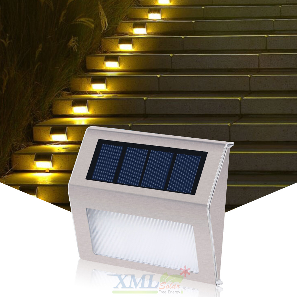 ไฟโซล่าเซลล์ติดบันได 3 LED V.2 (แสง : เหลืองวอมไวท์)