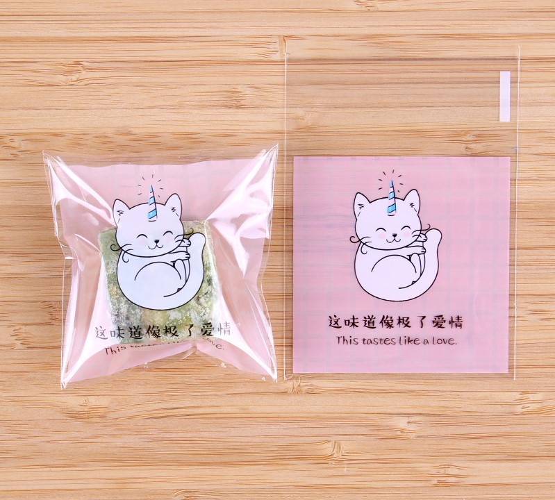 ถุงคุกกี้ เบเกอรี่ ขนม แบบมีเทปกาว 95-100 ใบ/แพ็ค (7*7+3 cm.)