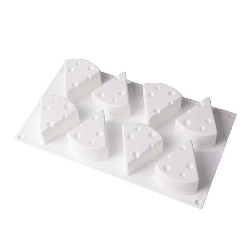 โมล(Mold) แม่พิมพ์ซิลิโคน ทำวุ้น ขนม สบู่ งานdiy รูปชีสเค้ก เนยแข็ง 8 ช่อง (เล็ก-หนา) (80 กรัม)