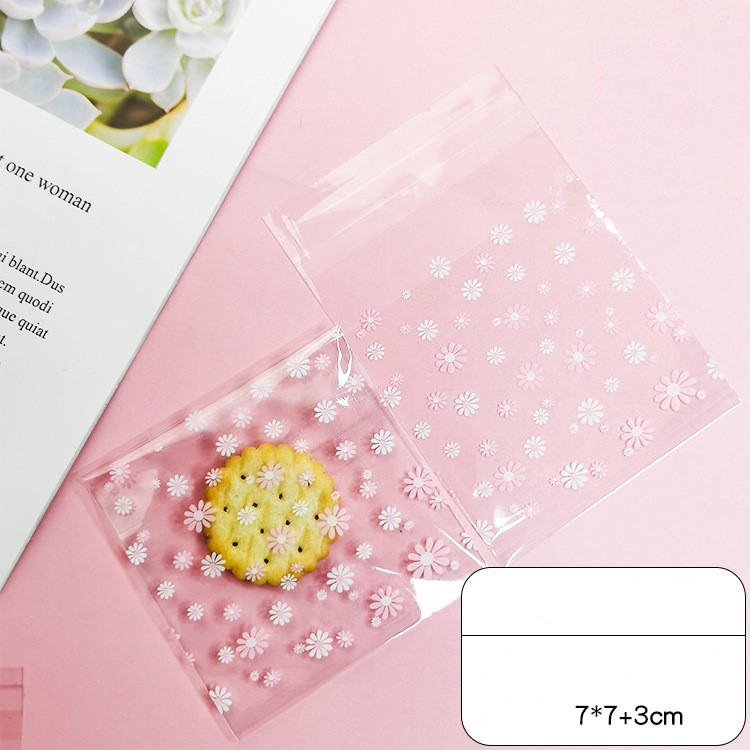 ถุงคุกกี้ เบเกอรี่ ขนม แบบมีเทปกาว 95-100 ใบ/แพ็ค (7*7+3 cm.)