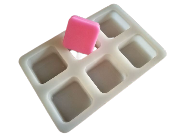 โมล(Mold) แม่พิมพ์ซิลิโคน ทำวุ้น ขนม สบู่ งานdiy รูปสี่เหลี่ยม ขอบมน 6 ช่อง (100 G.)