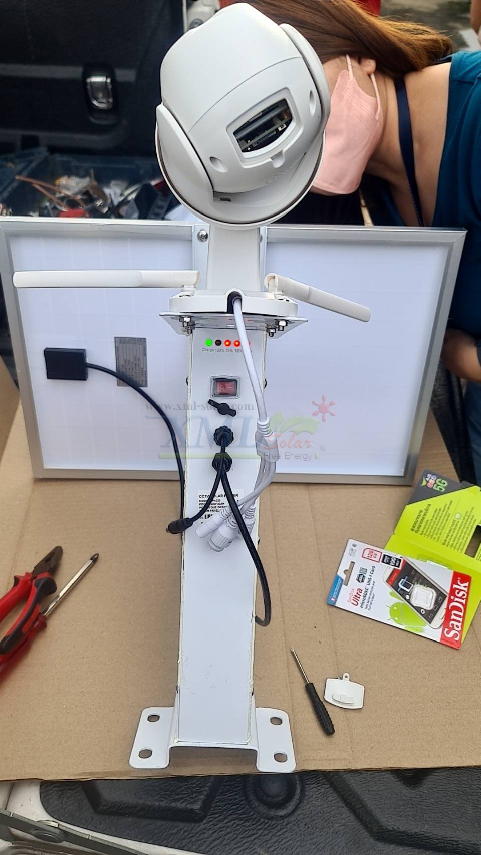 กล้องวงจรปิดโซล่าเซลล์ 40W. / ใช้simcard 4G (1080P) Solar CCTV Camera With 4G