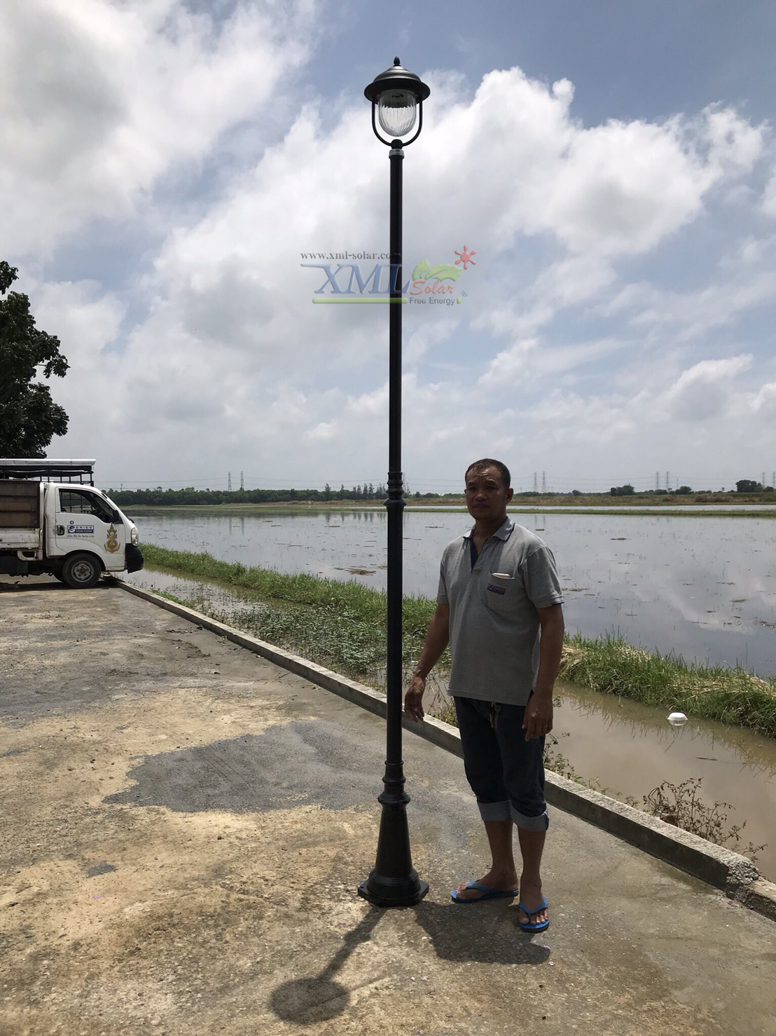 เสาไฟสนาม อะลูมิเนียม+เหล็กชุบดำ สูง 2.8 เมตร