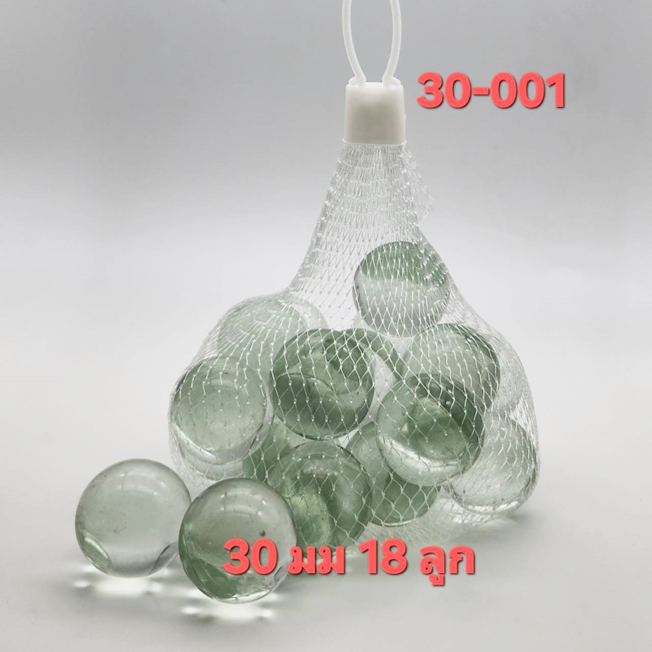 ลูกแก้วใส 30 มิล บรรจุ 18ลูก และ 9ลูก มี 2 ขนาดให้เลือกจำนวน *แก้วแท้ไม่ลอกแช่น้ำได้*