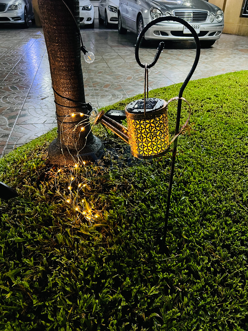 ไฟปักสนามโซล่าเซลล์ ทรงบัวรดน้ำ (chip 36 led ) (แสงเหลืองวอมไวท์)