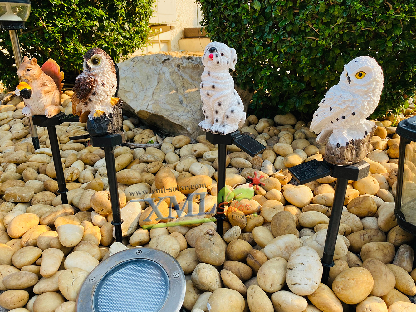ไฟตุ๊กตาโซล่าเซลล์ ประดับสวน นกฮูก 1 LED (แสง : เหลืองวอมไวท์) 1 แถม 1