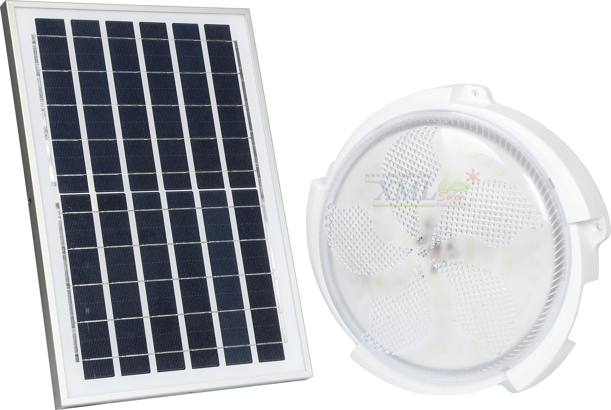 โคมไฟซาลาเปาโซล่าเซลล์ ติดเพดาน-ผนัง รุ่น 80W. (แสงขาว)