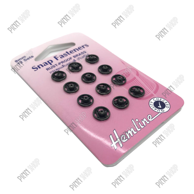 กระดุมแต๊บสีดำ ขนาด 9 มม.