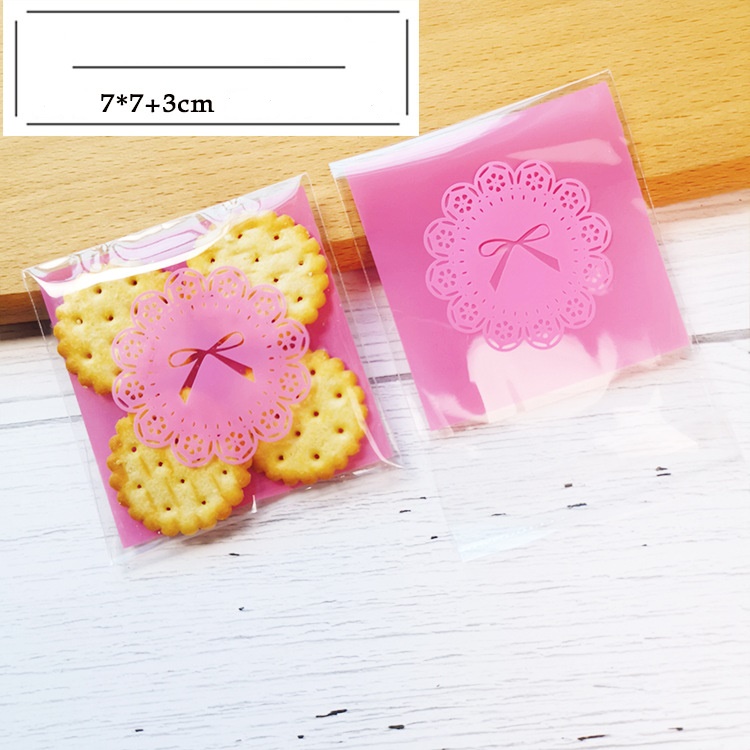 ถุงคุกกี้ เบเกอรี่ ขนม แบบมีเทปกาว 95-100 ใบ/แพ็ค (7*7+3 cm.)
