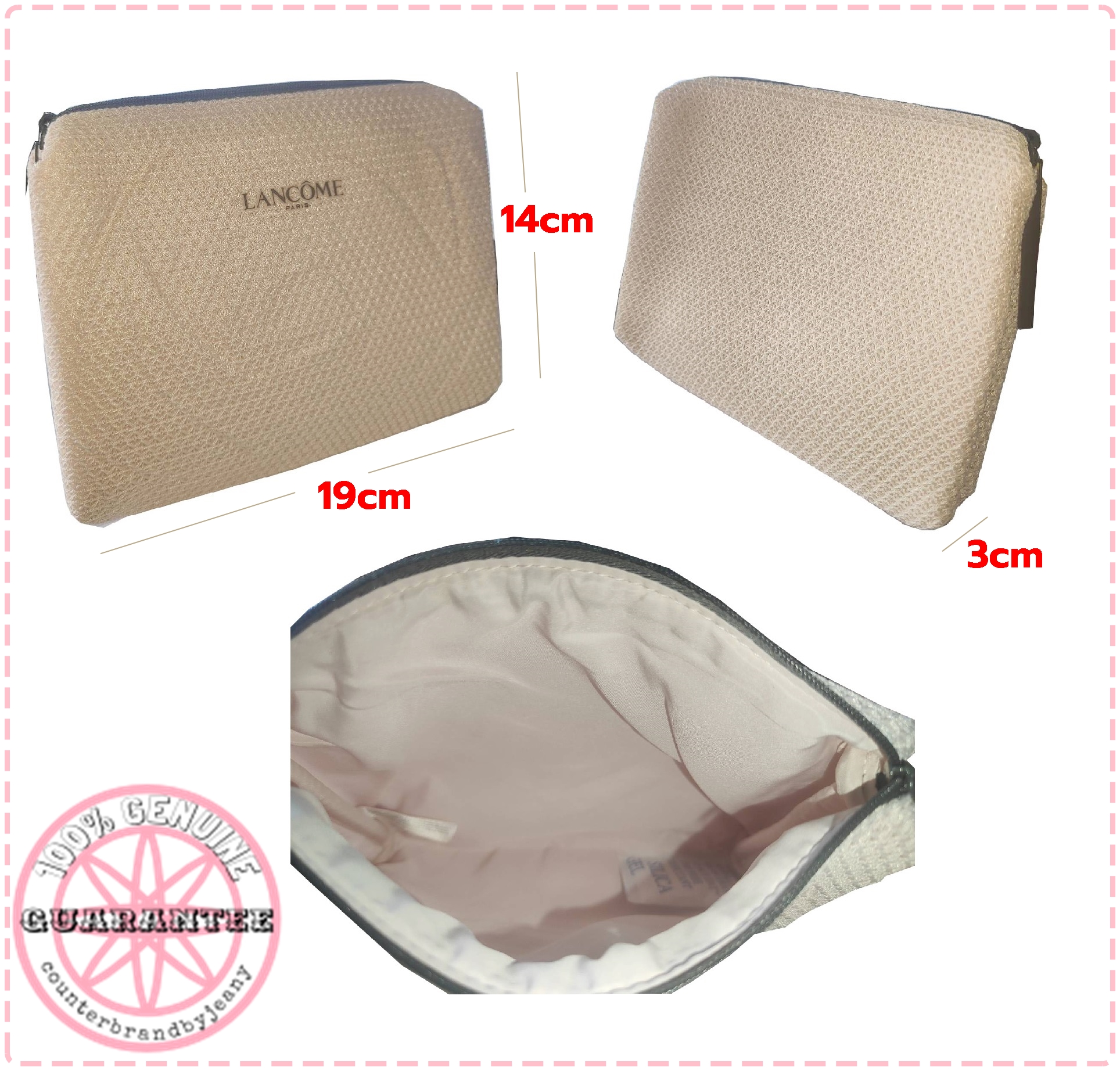 กระเป๋าเครื่องสำอาง สีชมพูพาสเทล LANCOME Soft Pink Pouch (พร้อมส่ง)