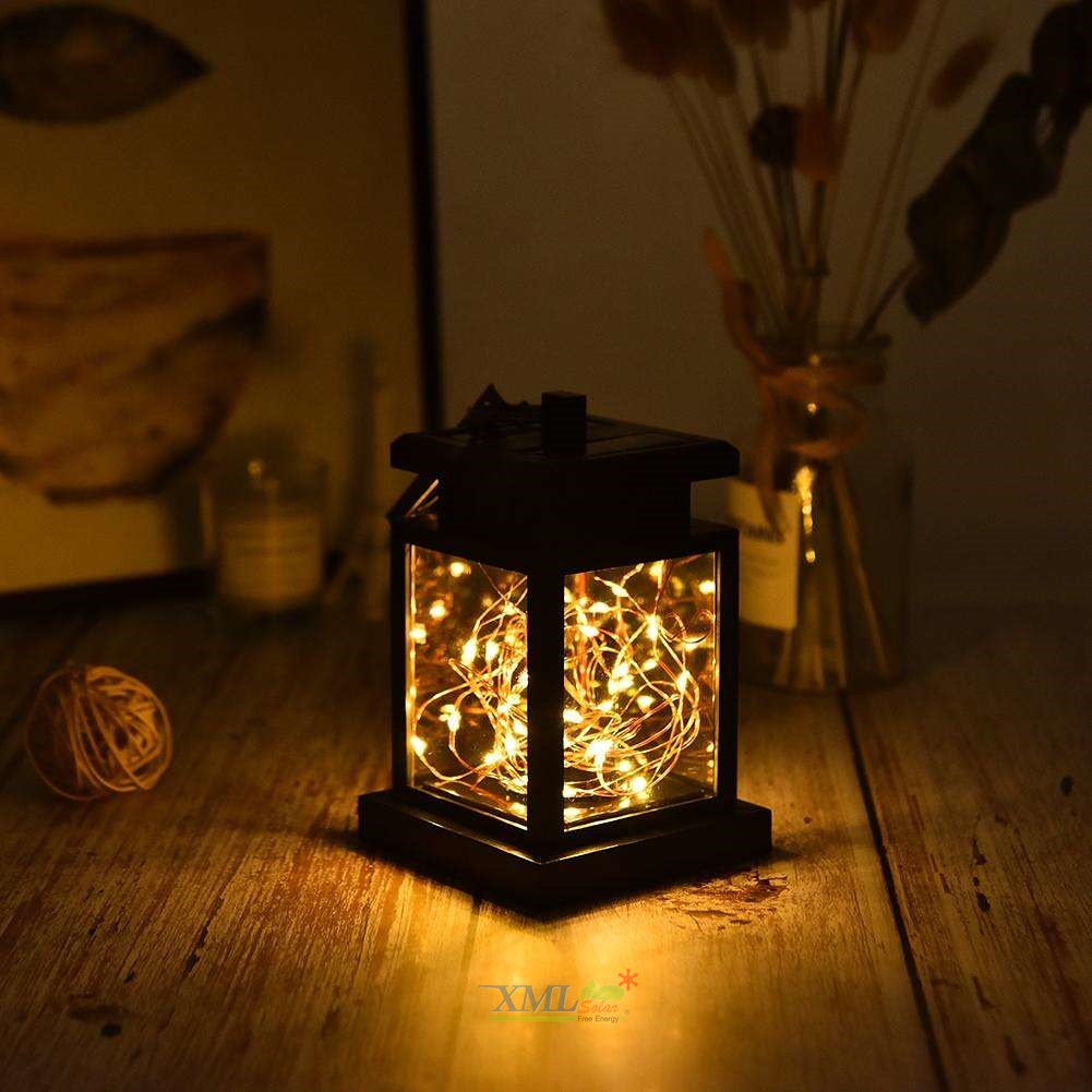 ไฟห้อยโซล่าเซลล์ ทรงสี่เหลียม สีดำ 30 SMD LED (แสง:เหลืองวอมไวท์)
