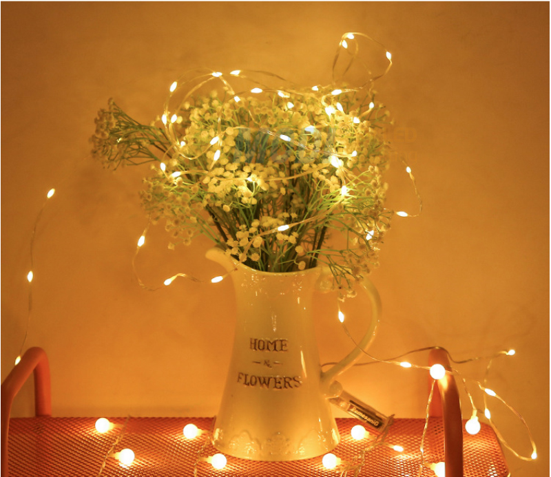 ไฟกระพริบโซล่าเซลล์ รุ่นใหม่สายขาว ยาว 10 เมตร (เเสง : เหลืองเข้ม)