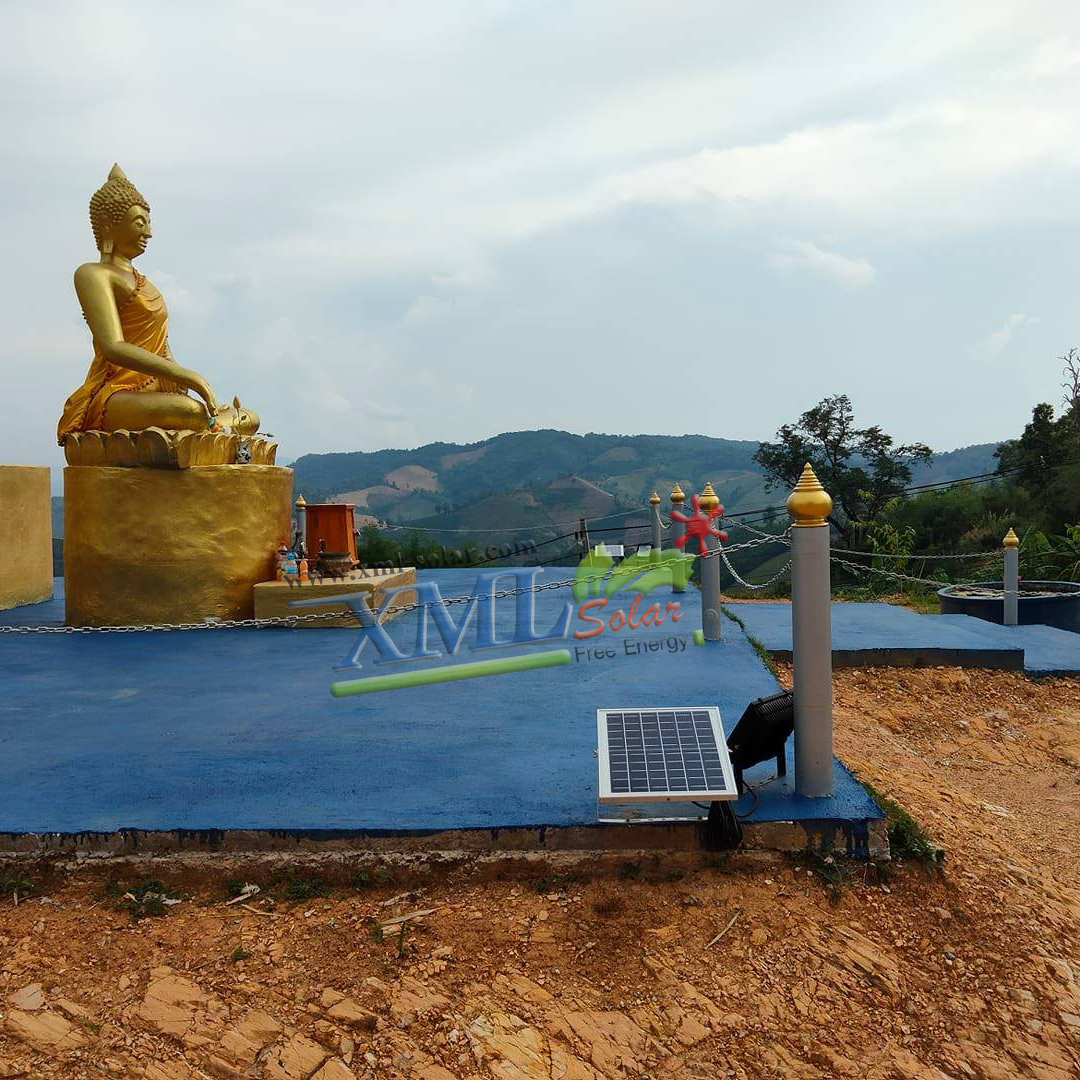 ไฟสปอตไลท์โซล่าเซลล์ 50 Watt กล่องสีน้ำตาล (เปิดได้ 3 แสง)