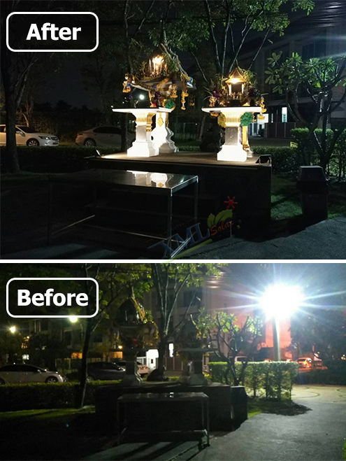 โคมไฟโซล่าเซลล์ ติดเพดาน รุ่นตาข่ายดำ Loft style (แสง เหลืองวอมไวท์)