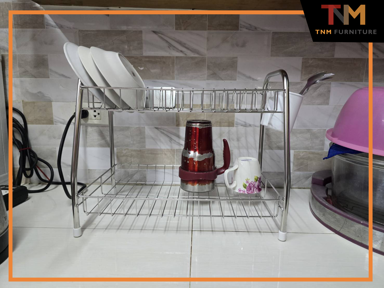 ชั้นแสตนเลส เอนกประสงค์คว่ำจาน 2ชั้น