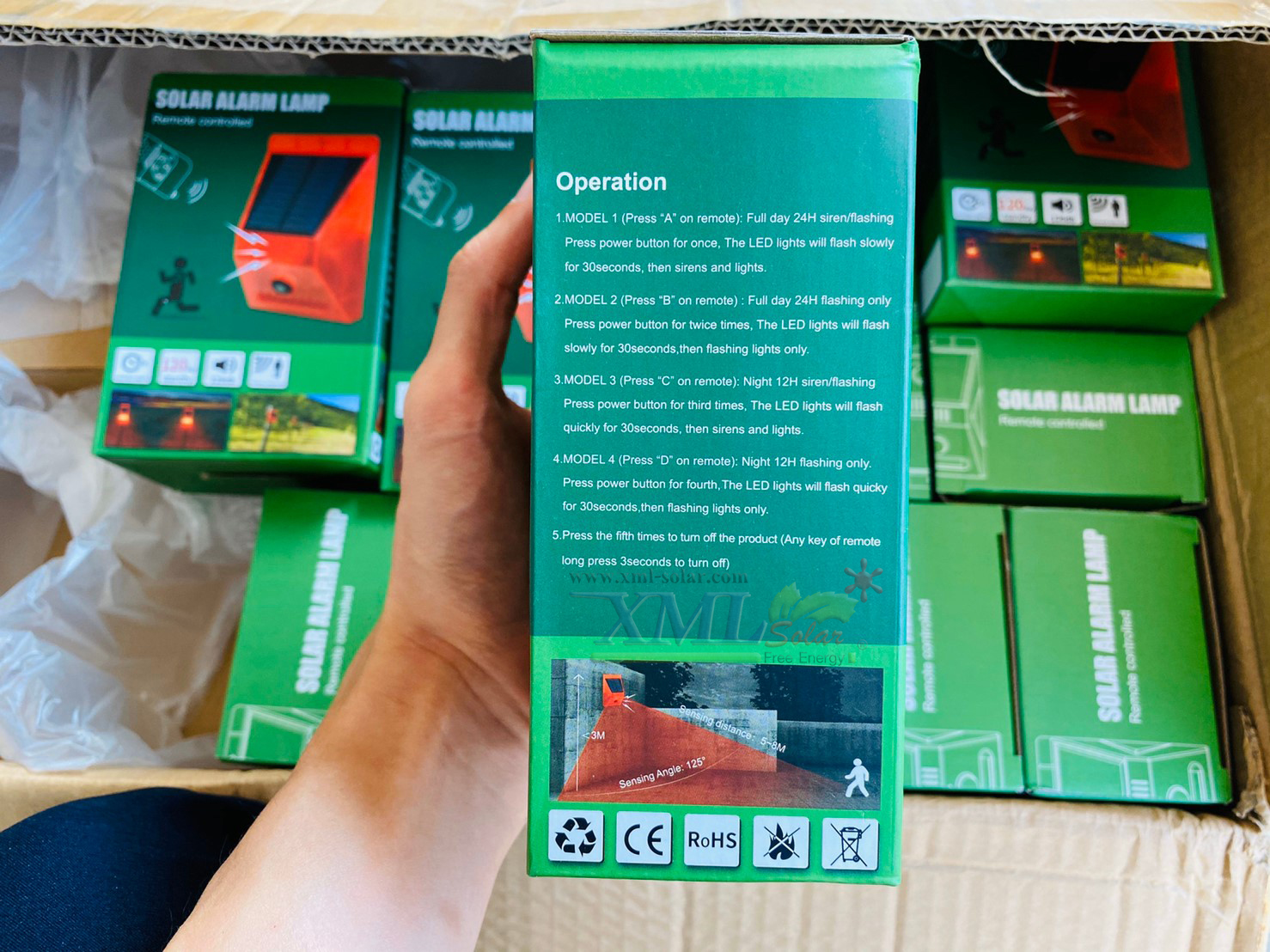 สัญญาณกันขโมย (Alarm) โซล่าเซลล์ (สีแดง) + Remote