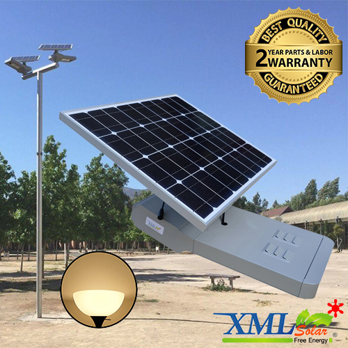 โคมไฟถนนอัจฉริยะ โซล่าเซลล์ 80 Watt (แสง เหลืองวอมไวท์) Monocrystalline