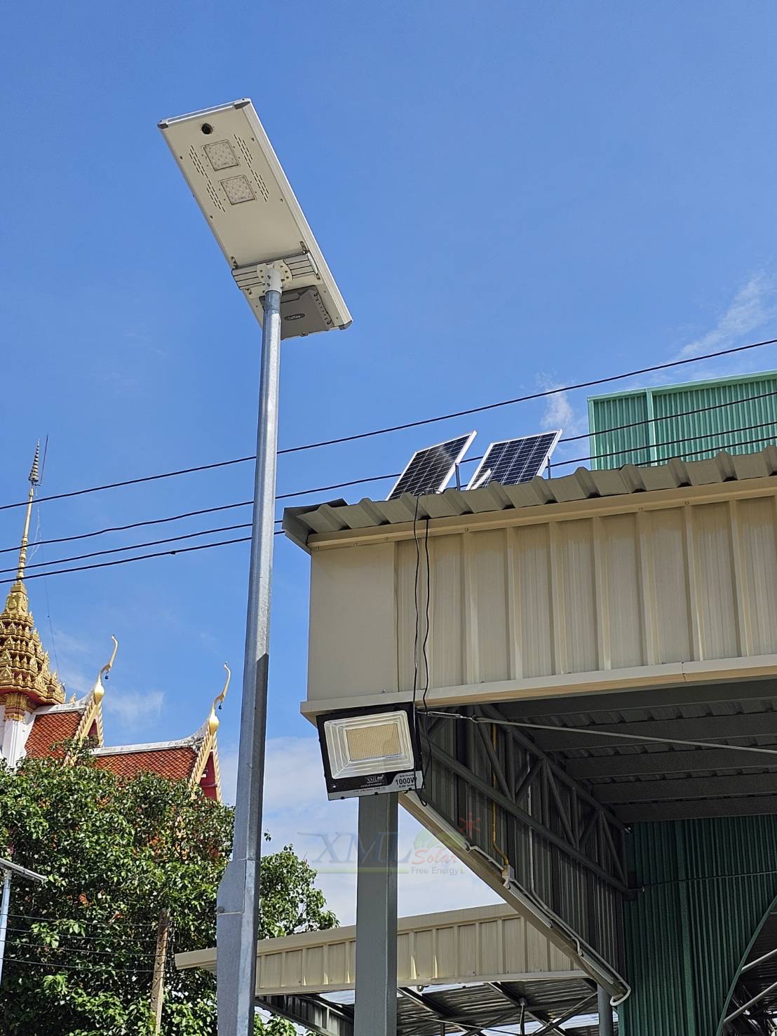 ไฟสปอตไลท์โซล่าเซลล์ 1000 Watt กล่องสีน้ำตาล (เปิดได้ 3 แสง)