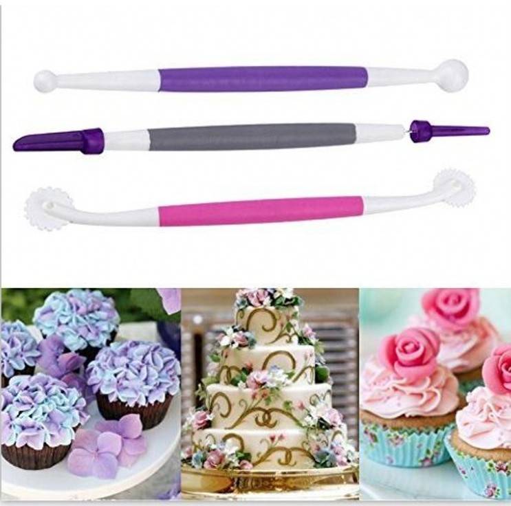อุปกรณ์ตกแต่งฟองดองท์ (Gum Paste Tool Set) 3 ชิ้น/แพ็ค