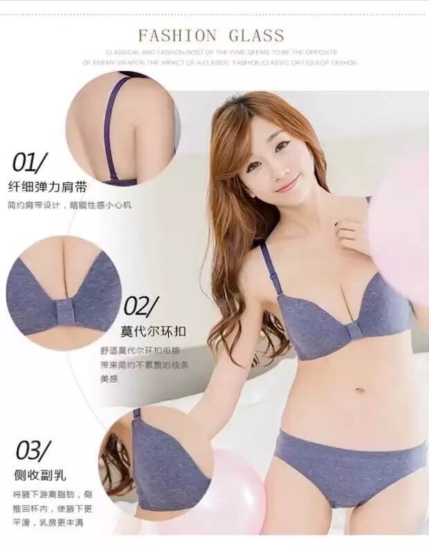 ชุดชั้นใน แคนดี้บรา บราไม่มีโครง ผ้าคอตตอน ใส่สบาย มี 7 สี ครีม เทา เขียว โอรส ม่วง ฟ้า กรม size 32 34 36 ราคาส่ง 3 ชุด (คละแบบได้) ชุดละ 200 บาท