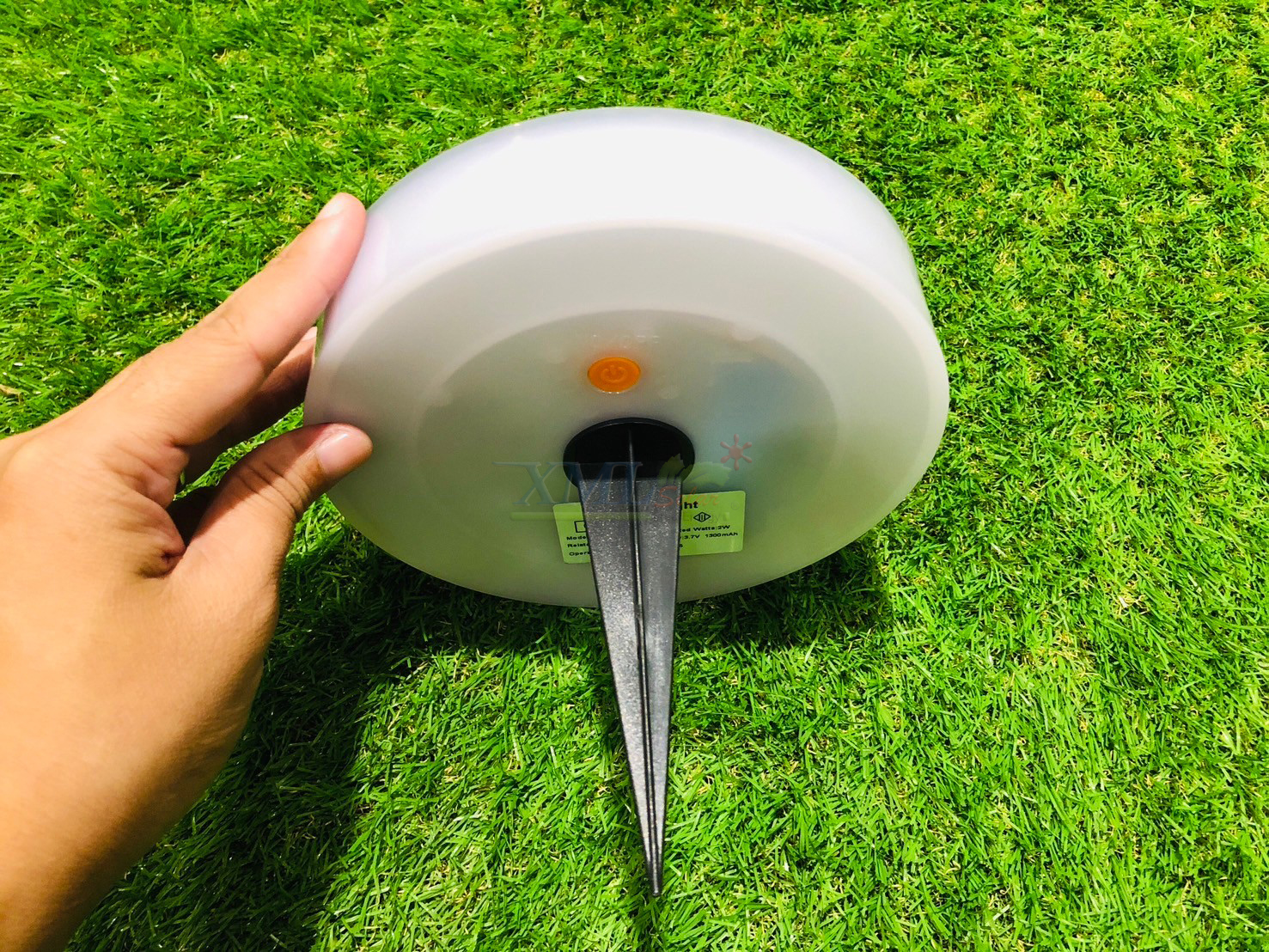 โคมไฟฝังพื้นโซล่าเซลล์ ทรงกลม รุ่น DPD-0544 (แสงขาว + เหลืองวอมไวท์)