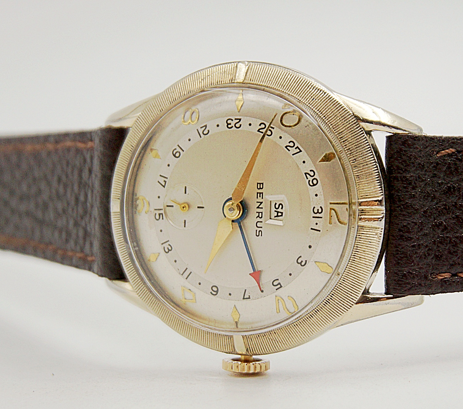 นาฬิกาเก่า BENRUS POINTER DATE ไขลาน