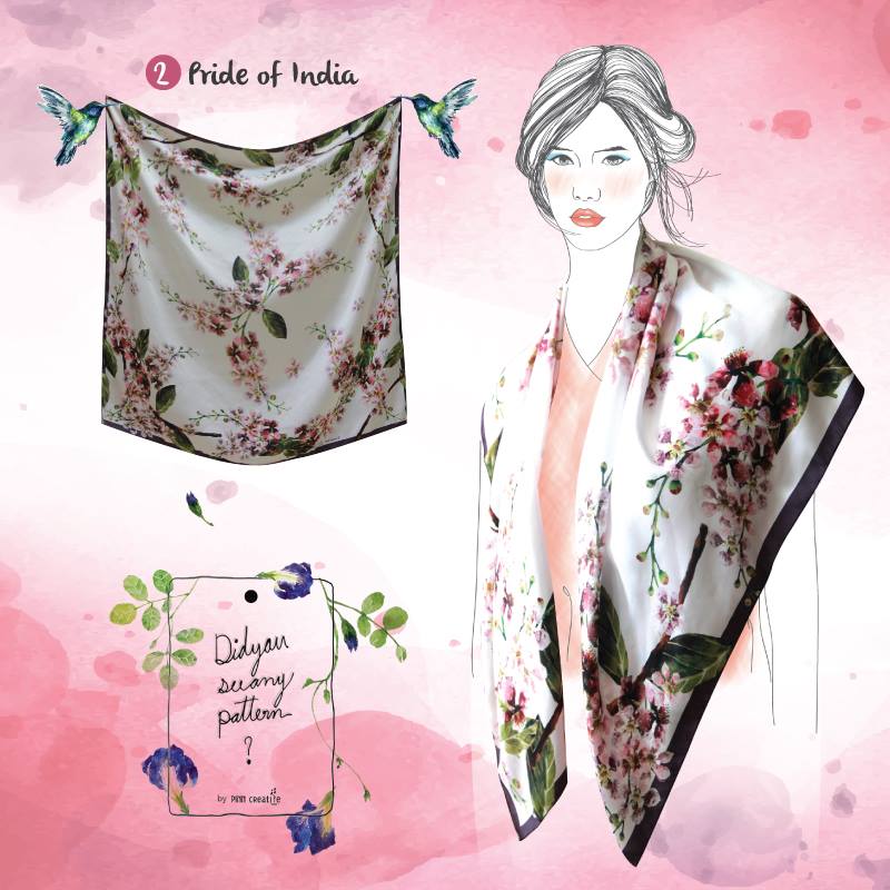 ผ้าพันคอพิมพ์ลายภาพวาดสีน้ำ Pride of India