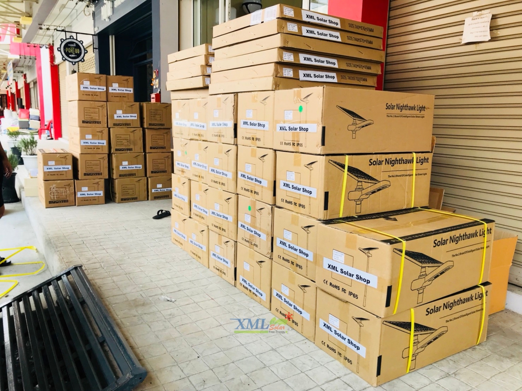 โคมไฟถนนโซล่าเซลล์อัจฉริยะ ทรง flybird รุ่น 65 watt Monocrystalline (แสง : ขาว)