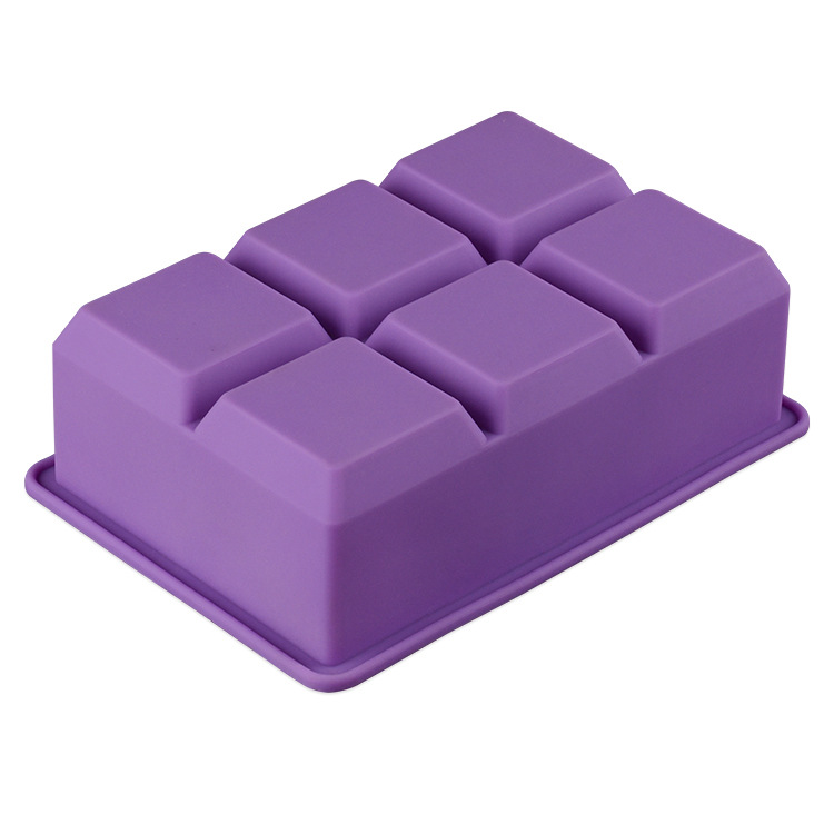 โมล(Mold) แม่พิมพ์ซิลิโคน ทำวุ้น ขนม สบู่ งานdiy รูปสี่เหลี่ยมลูกบาศ์ 6 ช่อง (50 G.)