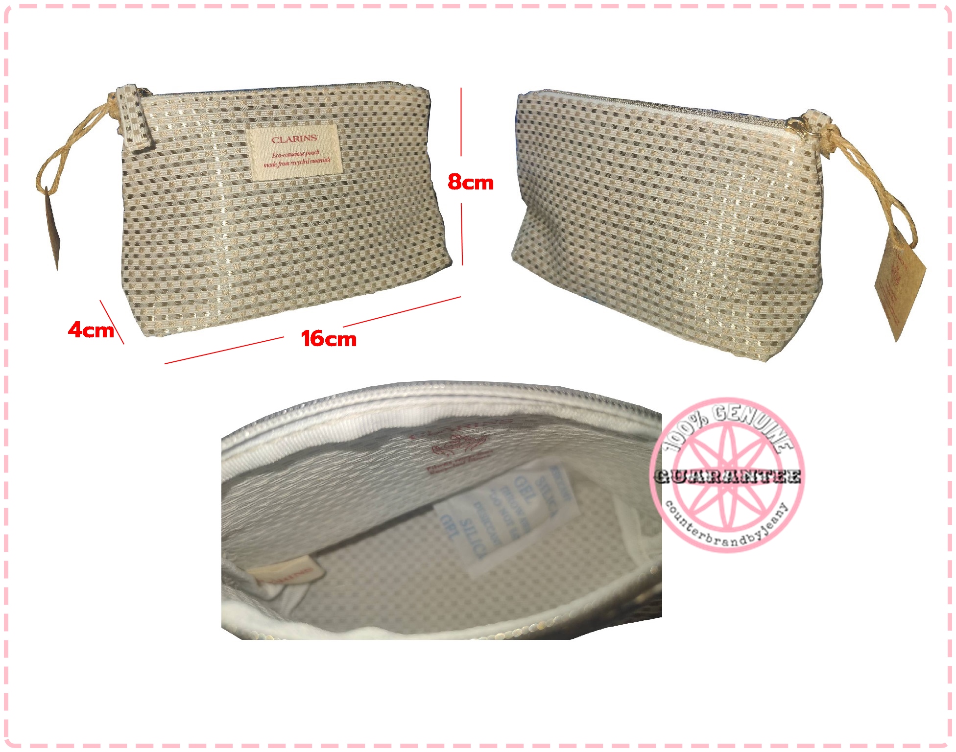 CLARINS Beige Mini Pouch (พร้อมส่ง)