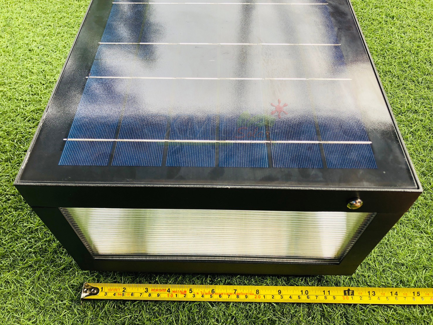 โคมไฟหัวเสาโซล่าเซลล์ ทรงสี่เหลี่ยม รุ่น TZ-3645-L ไซส์ใหญ่ (เปิดได้ 2 แสง)