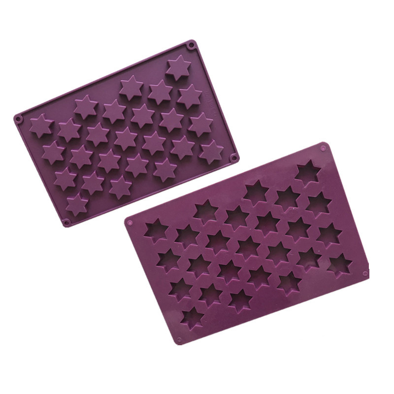 แม่พิมพ์ซิลิโคน พิมพ์สบู่ พิมพ์วุ้น พิมพ์ขนม รูปดาว 25 ช่อง(สีม่วง)
