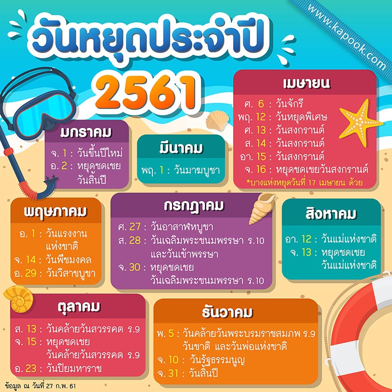 วันหยุด 2561