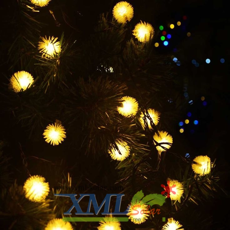 ไฟกระพริบโซล่าเซลล์ ทรงปุยหิมะ 30 ดวง (เเสง : เหลืองวอมไวท์)