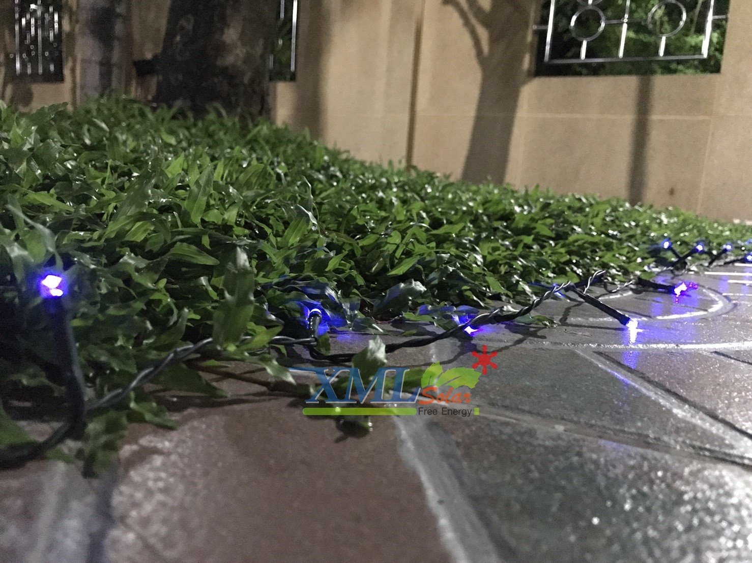 Waterproof solar panel powered 200 LED string light with 2 functions for outdoor decoration (Blue)