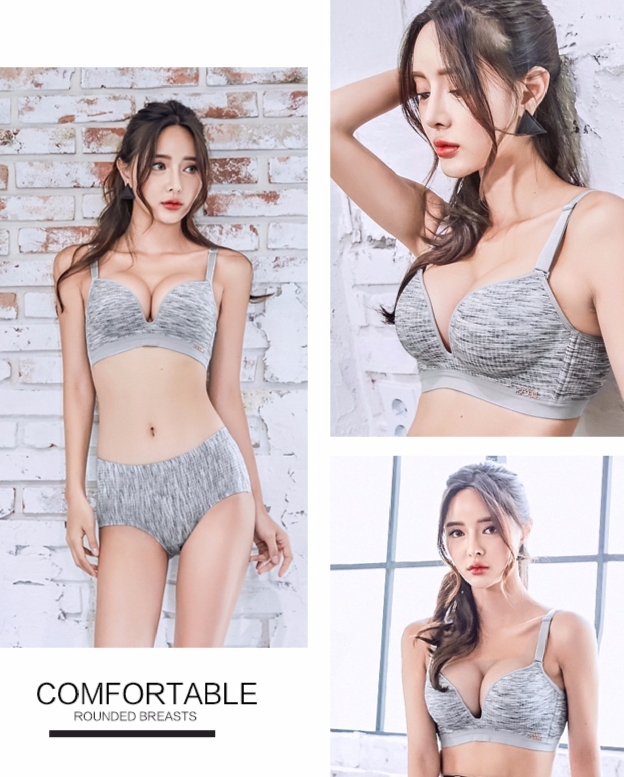 ชุดชั้นในอกใหญ่ไร้โครง เสริมฟองน้ำนุ่มช่วยดันอกชิด พร้อมกกน.เข้าชุด มี 4 สี ดำ เทา โอรส น้ำเงิน size 32,34,36 ราคาส่ง 3 ชิ้นคละแบบได้ ชุดละ 350บาท