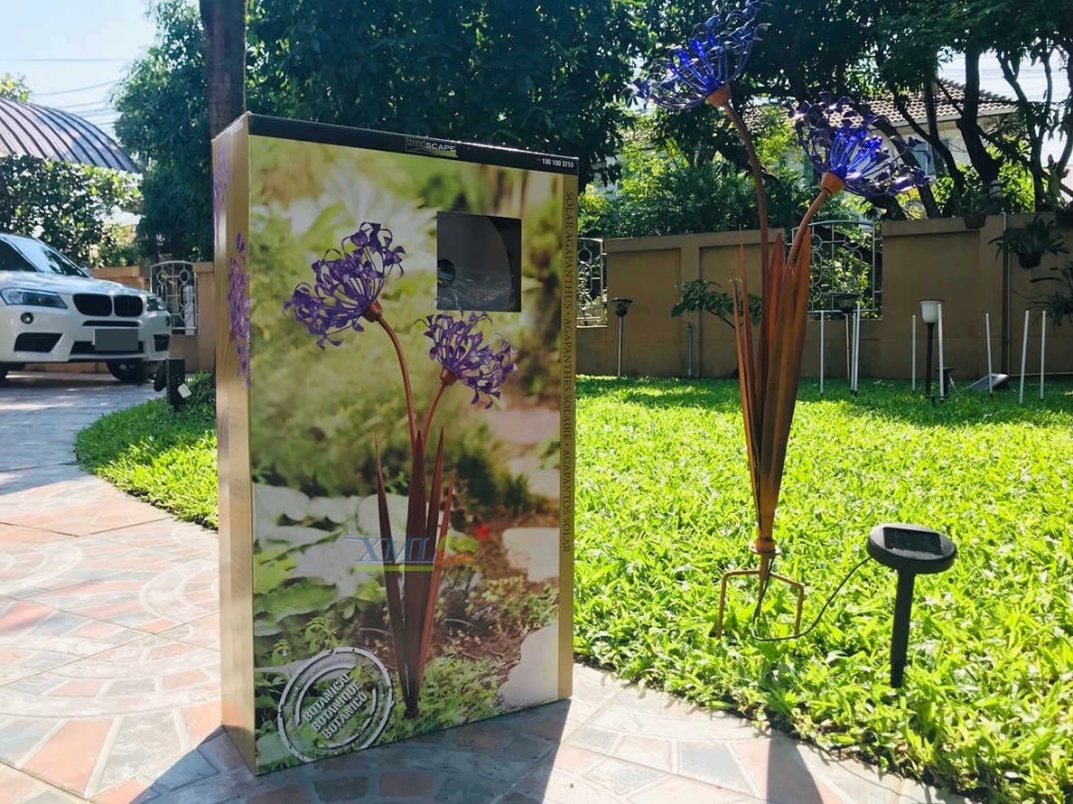 ไฟปักสนามโซล่าเซลล์ 2 LED ทรง ดอกไม้ม่วง (เเสง : ขาว )