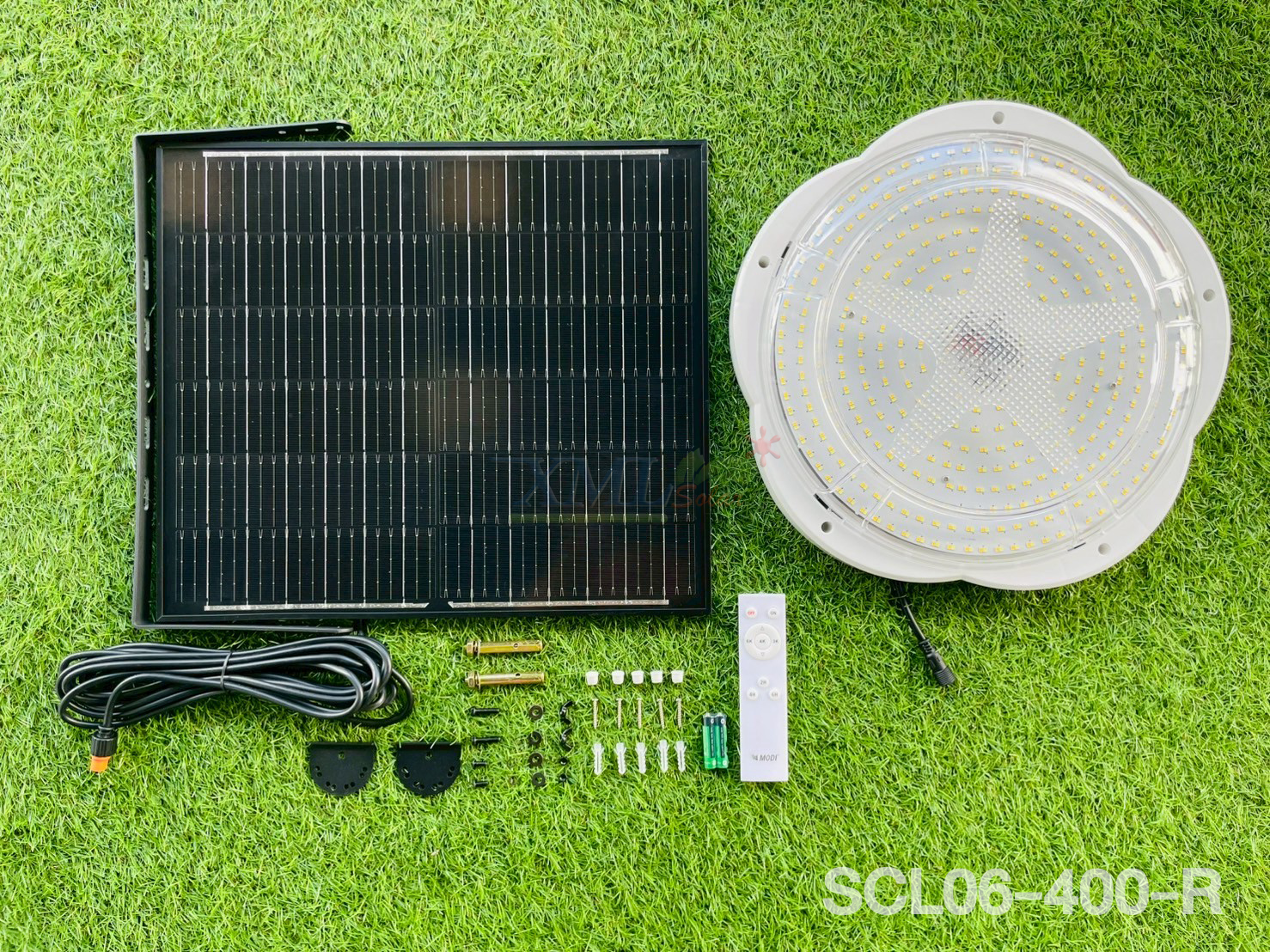 โคมไฟโซล่าเซลล์ ติดเพดาน รุ่น MD-SCL06-R (เปิดได้ 3 แสง)