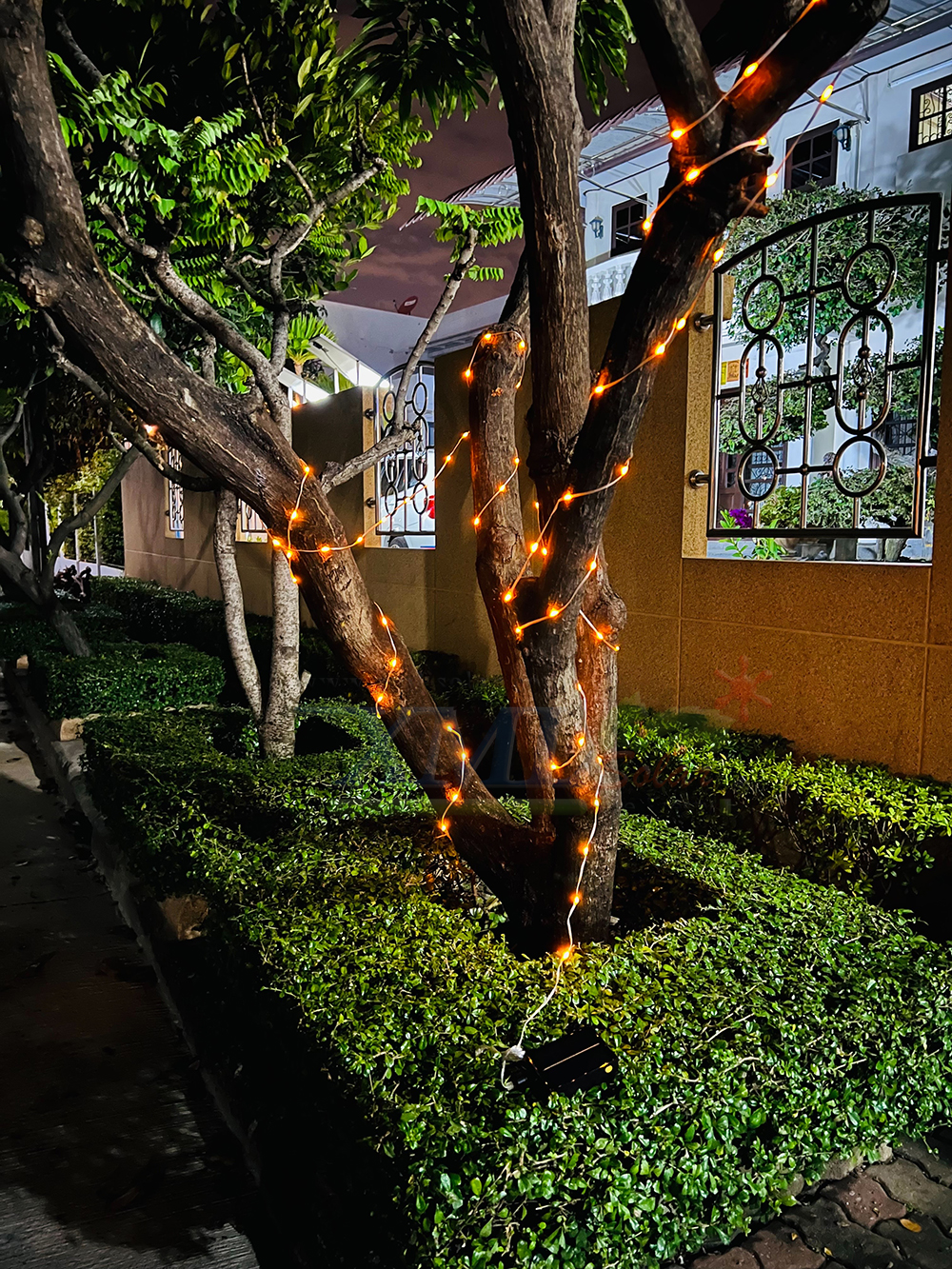 ไฟกระพริบโซล่าเซลล์ รุ่นใหม่สายขาว ยาว 10 เมตร (เเสง : เหลืองเข้ม)