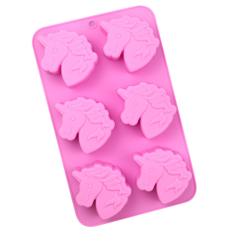 โมล(Mold) แม่พิมพ์ซิลิโคน ทำวุ้น ขนม สบู่ งานdiy รูปยูนิคอร์น 6 ช่อง