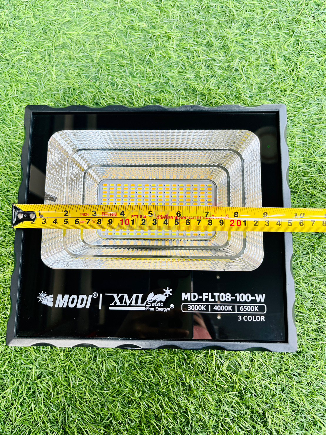 รุ่นประหยัด ไฟสปอตไลท์โซล่าเซลล์ 100 W. รุ่น MODI x XML (เปิดได้ 3 แสง)