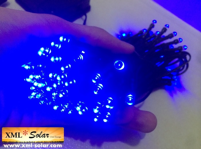 ไฟกระพริบโซล่าเซลล์ 100 LED (เเสง : ฟ้า)