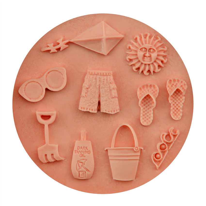 แม่พิมพ์ ซิลิโคน สำหรับทำฟองดองท์ กัมเพส รูปอุปกรณ์ชายหาด