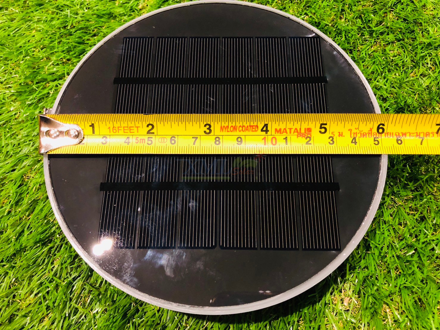 โคมไฟฝังพื้นโซล่าเซลล์ ทรงกลม รุ่น DPD-0544 (แสงขาว + เหลืองวอมไวท์)